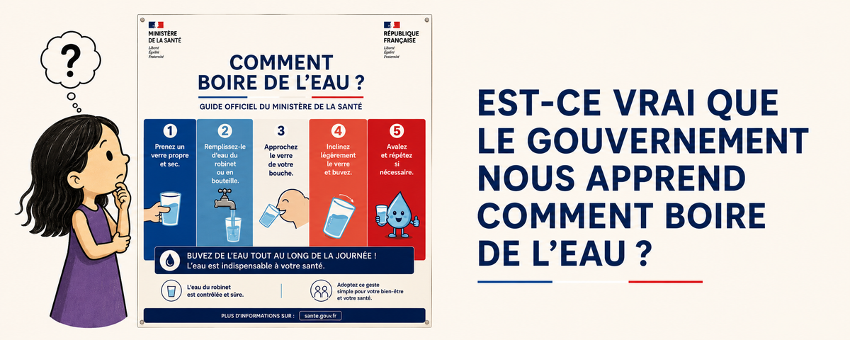Est-ce vrai que le gouvernement nous apprend comment boire de l'eau ?