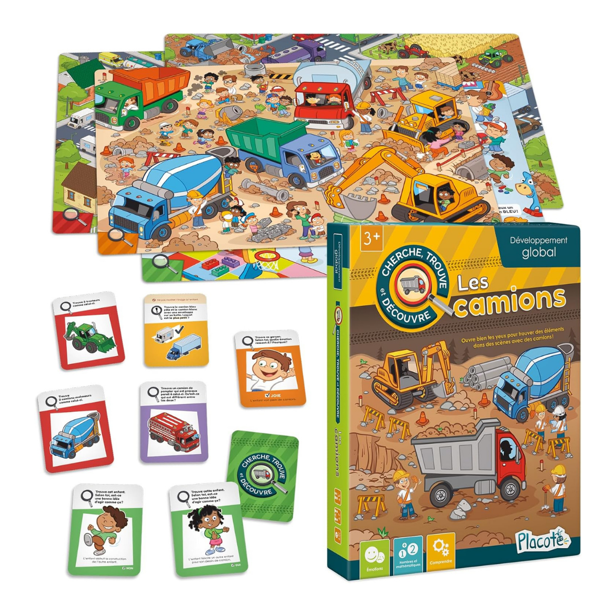 Cherche, trouve et découvre : les camions – Jeu d’observation, langage et développement global
