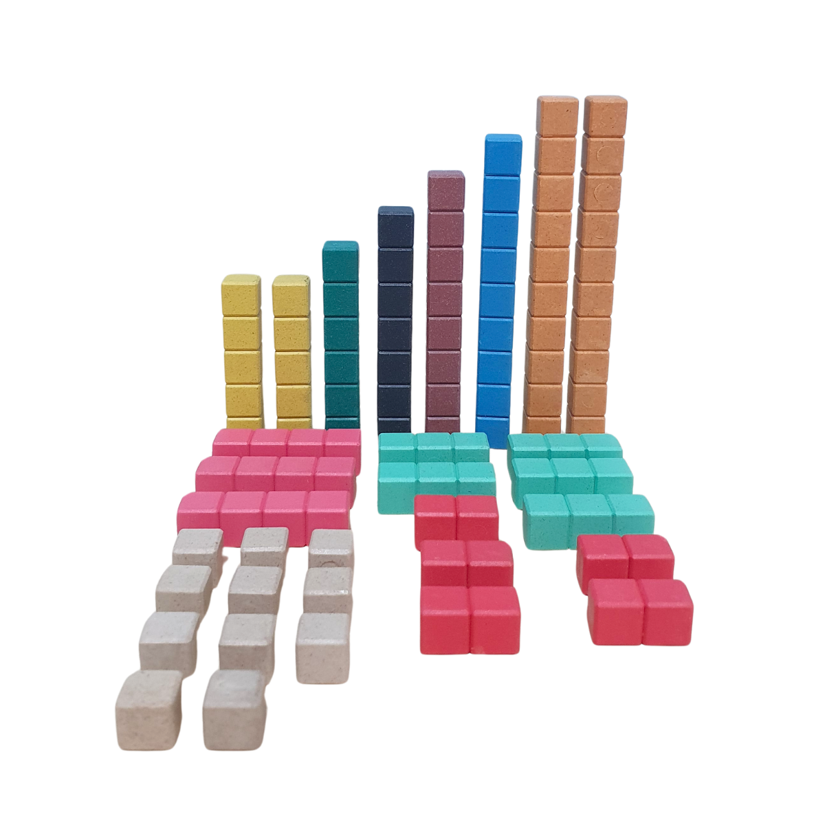 Lot de Réglettes Cuisenaire 1 à 10 – Maths par manipulation (dénombrer, additions, soustractions)